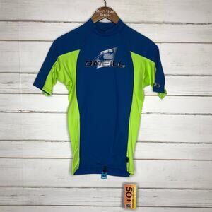 O'neill Short Sleeve Skins Rash Guard Blue Green Medium